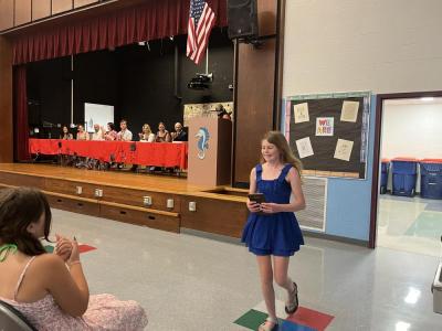 Charlie Leahy received Old Hammondtown's outstanding student award at the sixth grade graduation ceremony. 