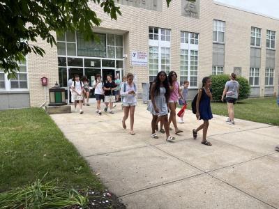 Sippican School students walk out of the building for the last time this school year. 