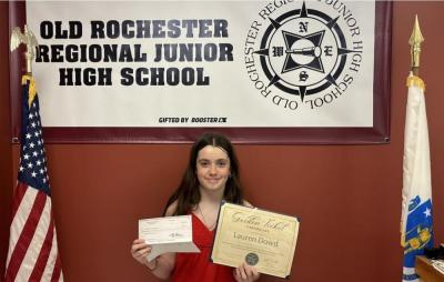 Old Rochester Regional Junior High School seventh grader Lauren Dowd was recently selected as a Feinstein Foundation Golden Ticket winner. Photos source: ORRSD