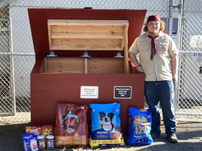 Casey Cash built a donation bin for the Middleboro Animal Shelter. 