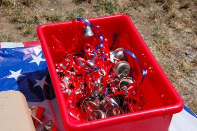 People could bring their own bells or take some available at the event. 