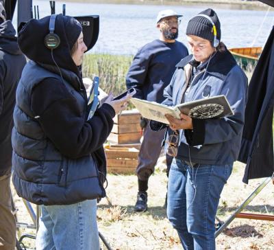 Director Anita Allison reviews the script during a weekend shoot in Dartmouth. Photos by Abby Van Selous