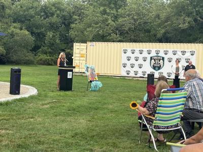 Becky Eitas spoke during the ceremony. 