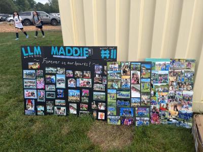 Photo boards commemorate Madelyn's life. 