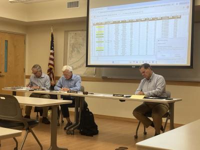 From left: Select Board members Toby Burr, John Hoagland and Randy Parker at the Tuesday, Sept. 1 meeting. Photo by Grace Roche