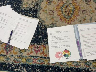 Handouts discuss emotional intelligence. 