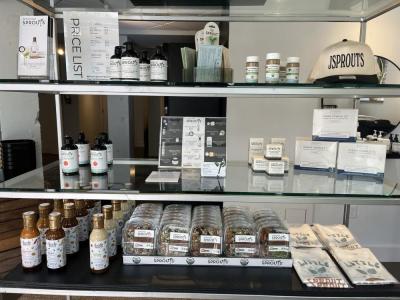 The New Bedford storefront sells skincare products, apparel and of course sprouts. 