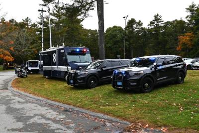 Police vehicles lined up for the “touch a truck” exhibit.