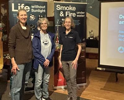Stace Beaulieu, right, spoke at the Marion Institute on Oct. 16. Photo source: Eileen Marum