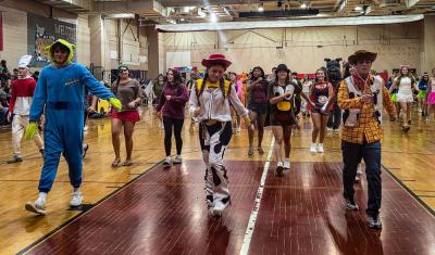 Seniors dressed up as characters from "Toy Story."
