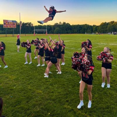 The Old Rochester Regional High School’s new cheer team performs their first half-time routine on Sept. 11. Photos by Tanvi Kulkarni