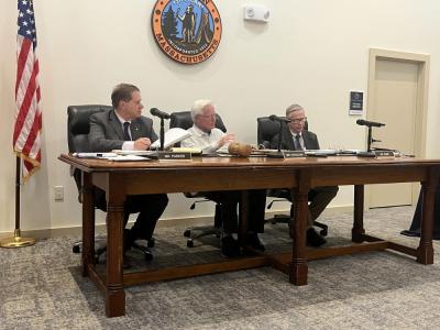 From left: Select Board members Randy Parker, John Hoagland and Tobey Burr at the Tuesday, Oct. 20 meeting. Photo by Grace Roche