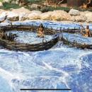 Men working on a fish weir at the mouth of the Mattapoisett River in the Museum's diorama depicting what the Wampanoag village of Mattapoisett may have looked like 2,000-3,000 years ago. Source Phil Mello
