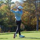 Brady Mills watches his ball go down the course.  Brady Mills watches his ball go down the course.