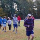 Runners start the trail run together.