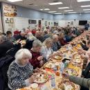 Aging residents attended a free Thanksgiving luncheon put on by Old Colony students. 