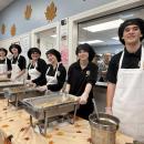 Old Colony students serve up delicious Thanksgiving fixings. 