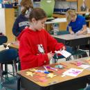 One student works on her wreath.