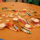 Crafting equipment to make ornaments was avaliable for use.