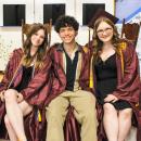 Culinary graduates and Lakeville residents Emily Silvia, Duncan Matterazzo and Abigail Dawicki smile together at Old Colony Regional Vocational Technical High School graduation. Photo by Grace Ann Natanawan