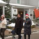 Strollers enjoyed the snow.