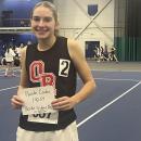 Phoebe Cowles broke the Old Rochester 600 meter record at a meet held at Wheaton College in Norton on Monday, Dec. 22, 2025. Photo source: Phoebe Cowles