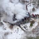 The fire was quick-moving and severely damaged the house. 