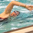Kate Young takes a lap during practice. 