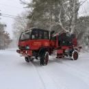 Many roads remain unplowed during this blizzard, making travel with typical emergency vehicles difficult. Photo source: Marion Fire/EMS