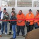 Rebecca Tilden, the recently-retired former DPW director, cut a ribbon to open the new building. 