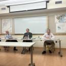 Select Board members John Hoagland, Randy Parker and Toby Burr passed a restriction on parking in the grass at Island Wharf during a Tuesday, May 19 meeting. Photo by Grace Roche