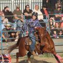 A barrel falls during this riders run.