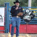 Eddie Pina announces the bull riders.
