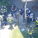 Firefighters from surrounding towns helped battle the fire. 