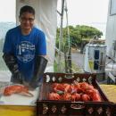 Dan Bell prepares food for the annual lobster dinner. 