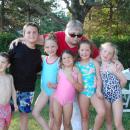 From left: Oz Lehner, 4, Colin Curtis, 9, Dakota Nahigyan, 8, Nola Nahigyan, 4, Mina Lehner, 7, and Vera Lehner, 7 smile with organizer Barbara Gaspar. 