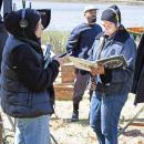 Director Anita Allison reviews the script during a weekend shoot in Dartmouth. Photos by Abby Van Selous