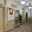 Many residents came to the building to file their property taxes. 