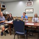 From left: Planning Board Chair Thomas Tucker, Town Planner Victoria Alfaro and Planning Board members Nathan Ketchel and Karen Field at the Monday, Aug. 17 meeting. Photo by Grace Roche