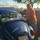 David Despres wipes his car clean at the car show. He's been coming to the shows for serveral years with his 1967 Volkswagen Beetle, who he calls Jerry.