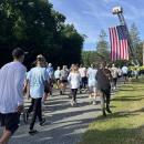 The 5K participants gathered at Dexter Field for the race.