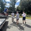 Mattapoisett Lions Club members unload part of a ramp they installed for a Marion family Saturday, Sept. 5. Photos source: Mattapoisett Lions Club