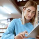 Student reviewing finances. 