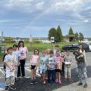 The museum's afterschool group was rewarded with a rainbow after completing their fall activity. Photo source: Natural History Museum