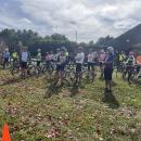 Cyclists listen to safety precautions before heading onto the 41-mile route. 