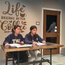 Gray Liu (left) and Dora Shen rehearse their scene.