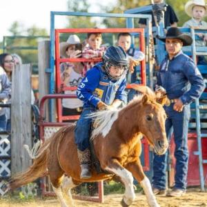 Gabriel Cox of Coventry, RI wins the mini bronc competition. Source: Flex It Photography