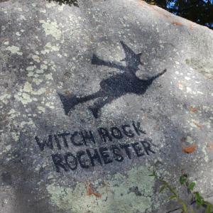 The text and image were originally painted by the owner of the property the rock sits on in 1990. Photos by Mari Huglin
