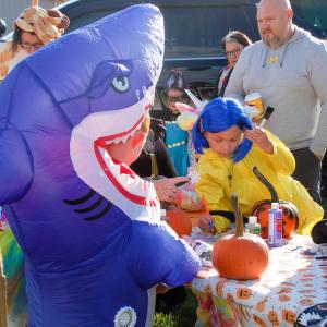 The pumpkin painting table was popular at the Marion trunk or treat. The pumpkin painting table was popular at the Marion trunk or treat.