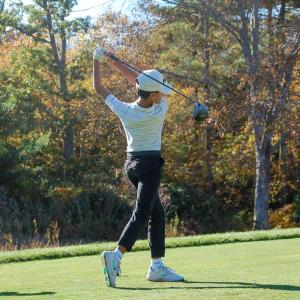 John Bongiorno finishes a swing. John Bongiorno finishes a swing.